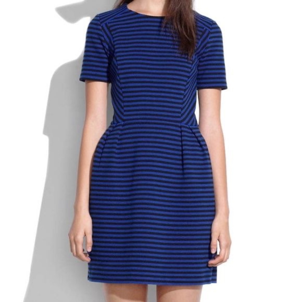 Madewell blue and black fit and flare dress, 12